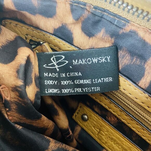 B. Makowsky Leather Crossbody Bag Brown Caramel 10x9” Zipper Closure 23" Strap - Picture 14 of 14